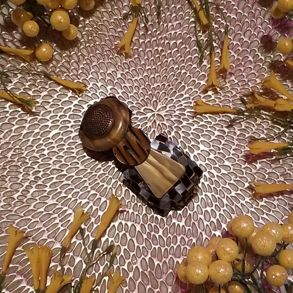 NWOT / Unique Hair Barrette / "Mixed Media Tan"